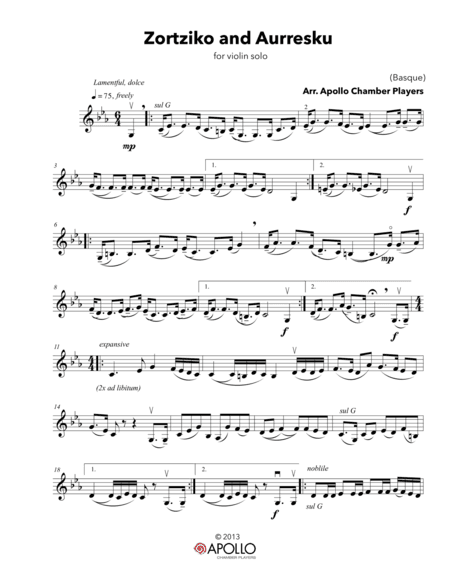 Zortziko and Aurresku (arr. Apollo Chamber Players)