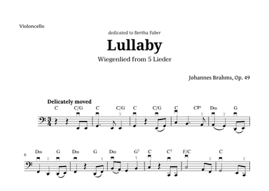 Wiegenlied (lullaby) by Brahms for Cello and Chords (arr. Langanho)