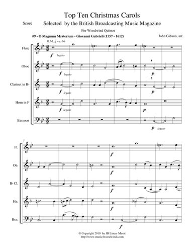 O Magnum Mysterium by Gabrieli for Woodwind Quintet (arr. John Gibson)