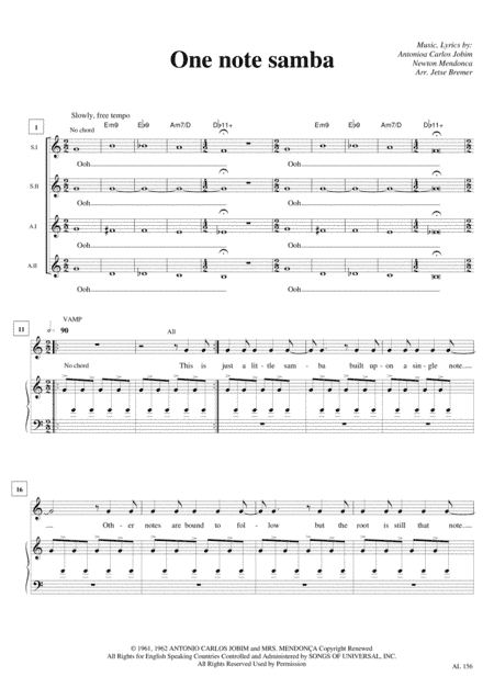 One Note Samba (samba De Uma Nota So) (arr. Jetse Bremer)