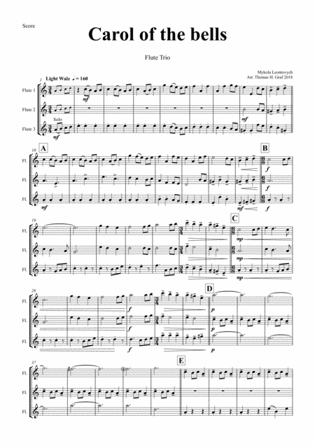 Carol of the Bells - Pentatonix style - Flute Trio (arr. Thomas Graf)