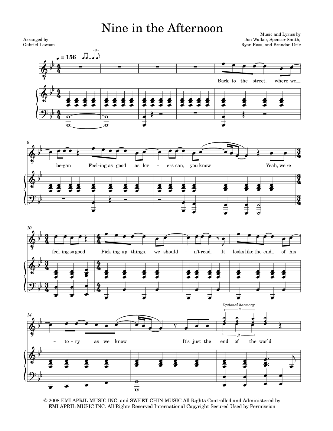Nine In The Afternoon (arr. Gabriel Lawson)