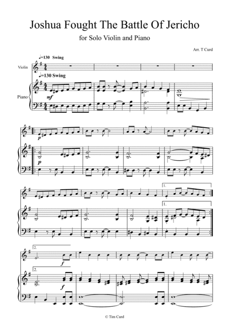 Joshua Fought the Battle of Jericho for Solo Violin and Piano (arr. Tim Curd)