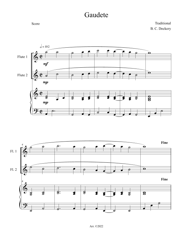 Gaudete (Flute Duet with Piano Accompaniment) (arr. B. C. Dockery)