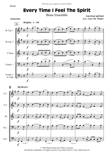 Every Time I Feel The Spirit (arr. Gert Th. Walter)