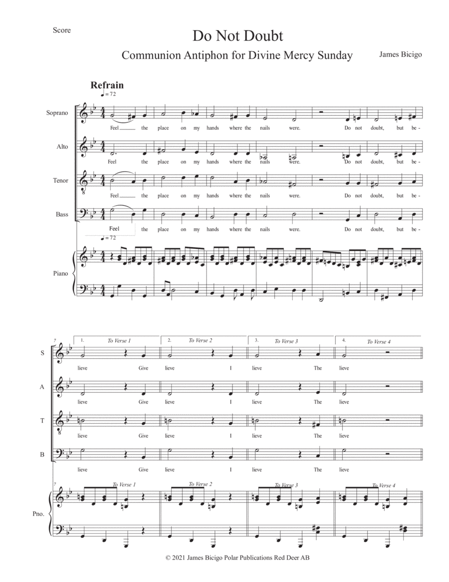 Do Not Doubt (Communion Antiphon for Divine Mercy Sunday)
