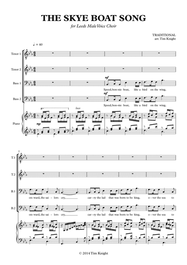 Skye Boat song TTBB (arr. Tim Knight Music)