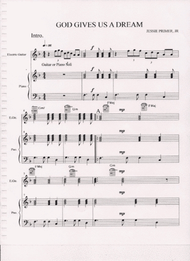 GOD GIVES US A DREAM FOR PIANO AND GUITAR