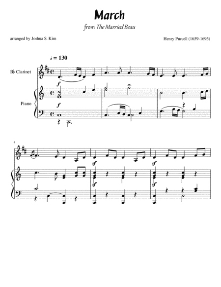 March from The Married Beau for B flat Clarinet (arr. Joshua Jun S. Kim)