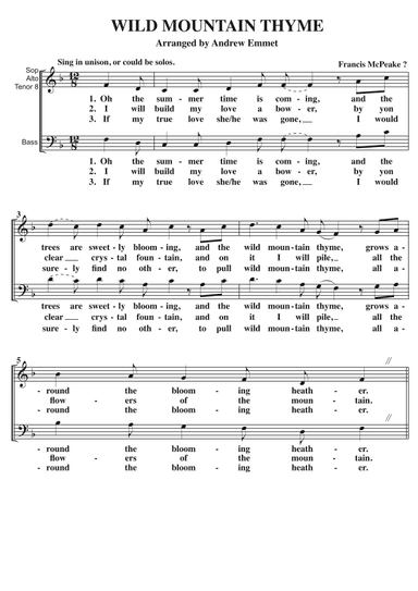 Wild Mountain Thyme A Cappella SATB V1 (arr. Andrew Emmet)