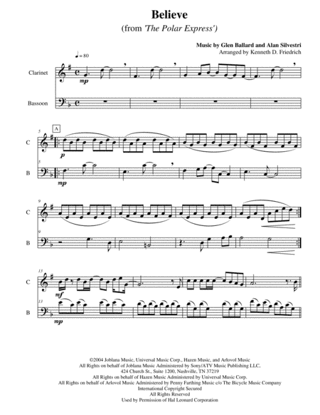 Believe (arr. Kenneth D. Friedrich)