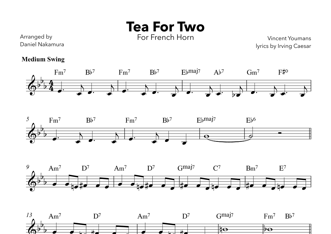 Tea For Two (For French Horn with Chords) (arr. Daniel Nakamura)