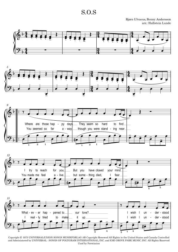 S.o.s. (arr. Hallstein Lunde)