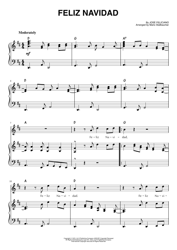 Feliz Navidad (arr. Mario Stallbaumer)
