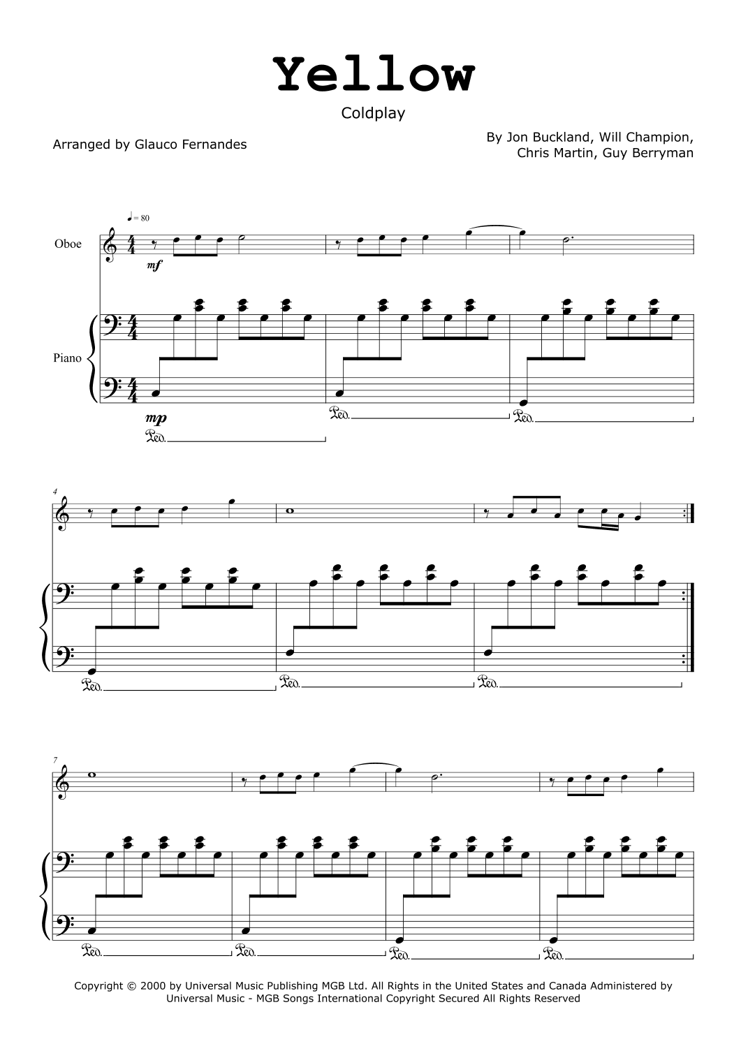 Yellow (arr. Glauco Fernandes)