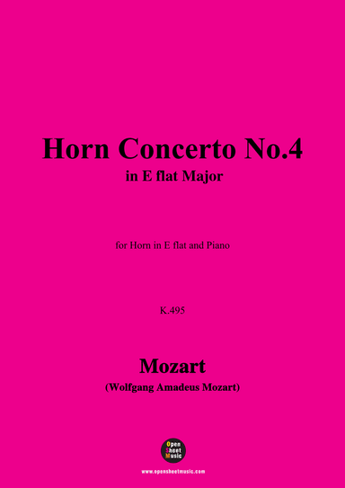 W. A. Mozart-Horn Concerto No.4,for Horn in E flat and Piano (arr. OSM Press)