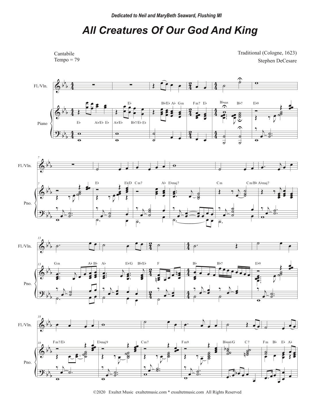 All Creatures Of Our God And King (Flute or Violin solo and Piano) (arr. Stephen DeCesare)