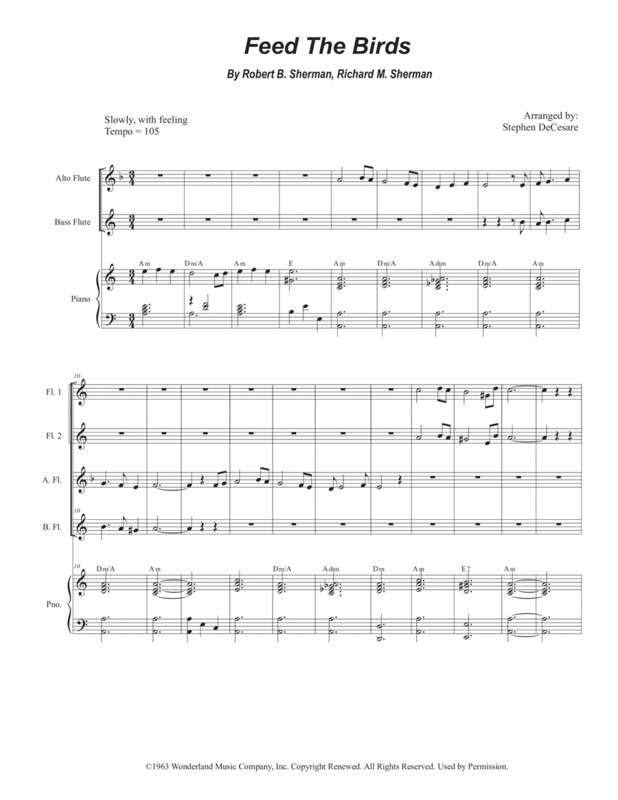 Feed The Birds (tuppence A Bag) (arr. Stephen DeCesare)