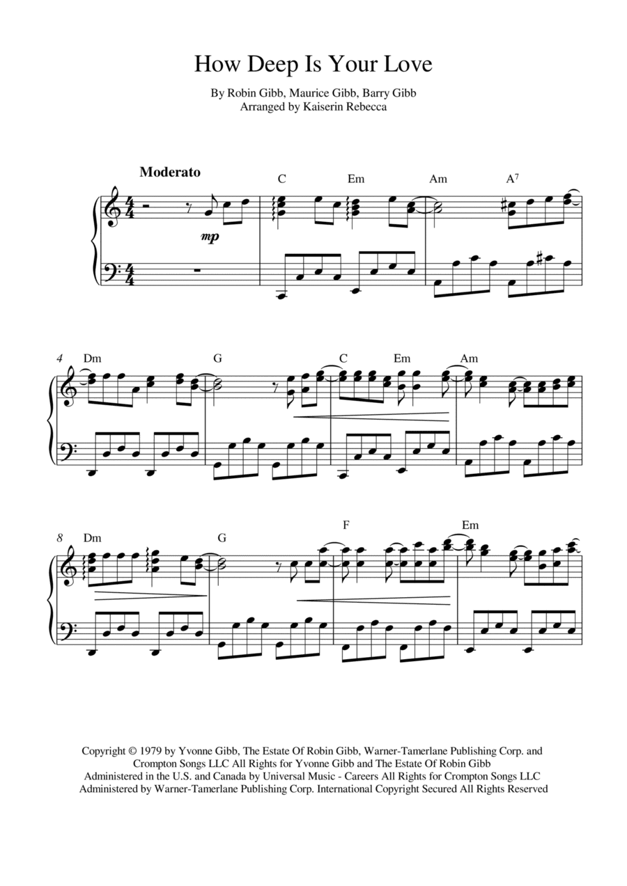 How Deep Is Your Love (arr. Kaiserin Rebecca)