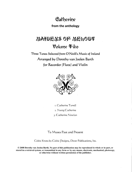 Catherine (3 Duos) (arr. Dorothy van Joolen Barth)