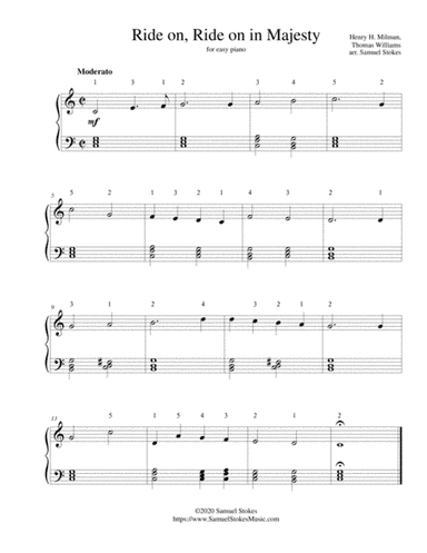 Ride on, Ride on in Majesty - for easy piano (arr. Samuel Stokes)