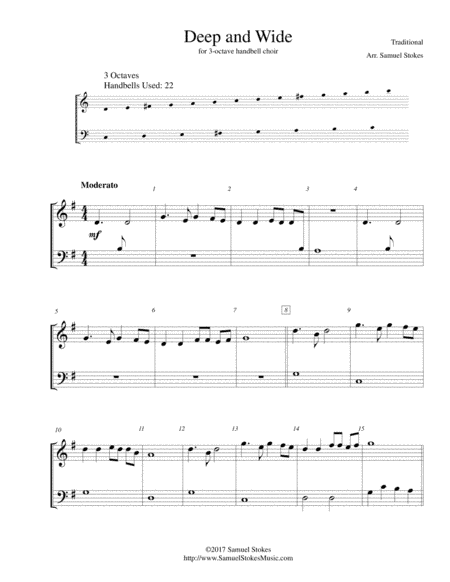 Deep and Wide - for 3-octave handbell choir (arr. Samuel Stokes)
