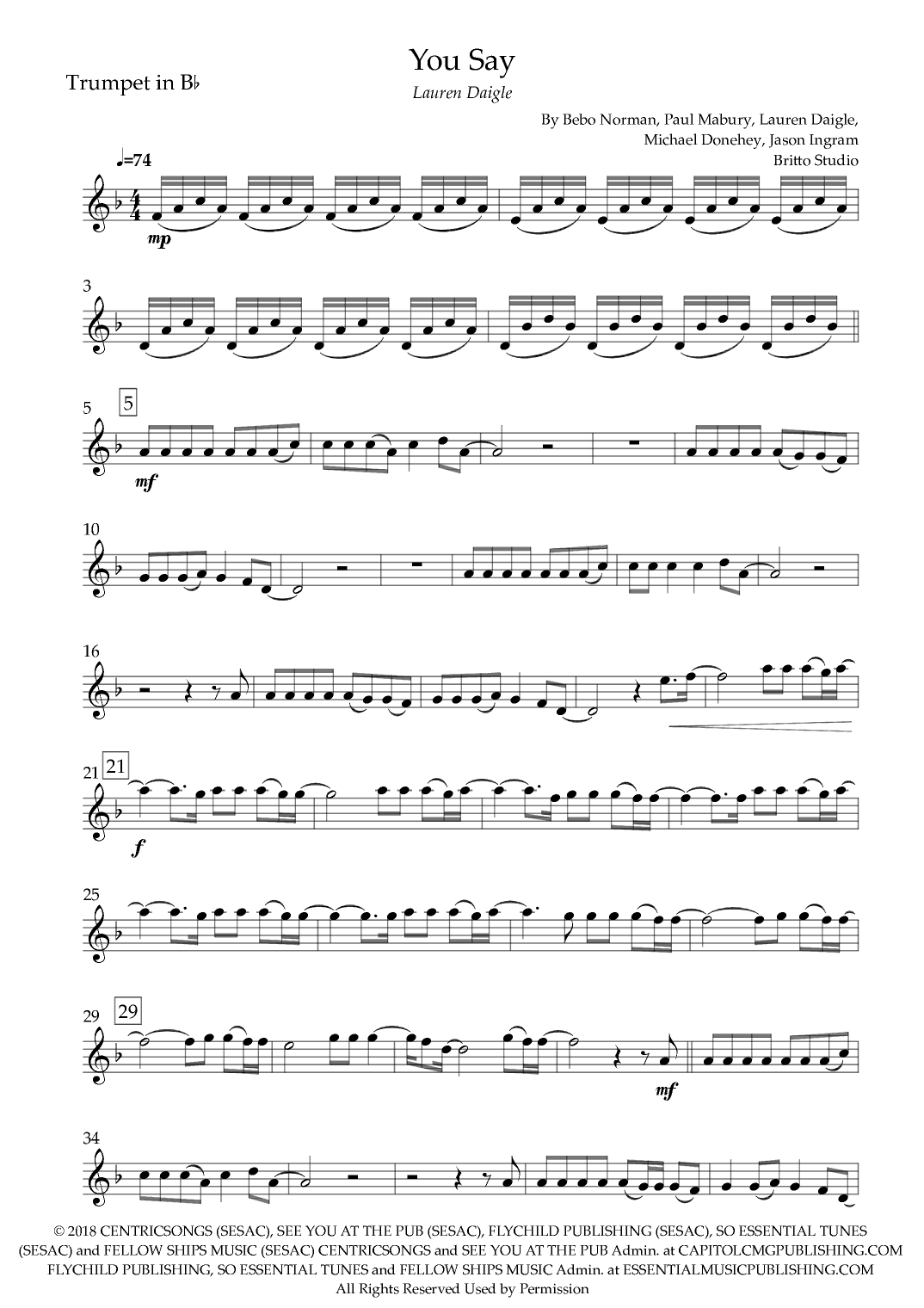 You Say (arr. Fabio Britto)