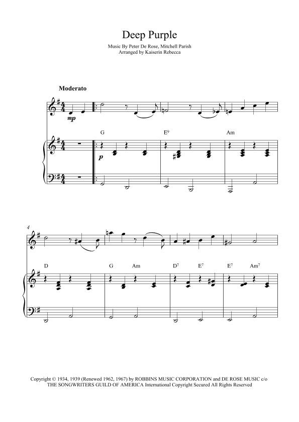 Deep Purple (arr. Kaiserin Rebecca)