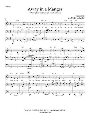 Away in a Manger : Tuba Euphonium Duet (arr. M. Ryan Taylor)
