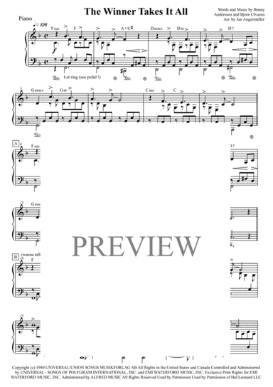 The Winner Takes It All  from MAMMA MIA! (arr. Jan Angermüller)