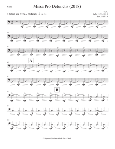 Missa Pro Defunctis (2018) cello part
