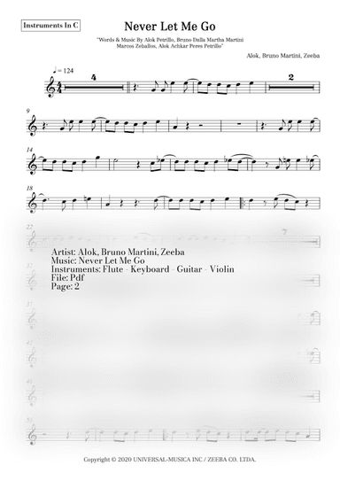 Never Let Me Go (arr. Sheet Music Pro)