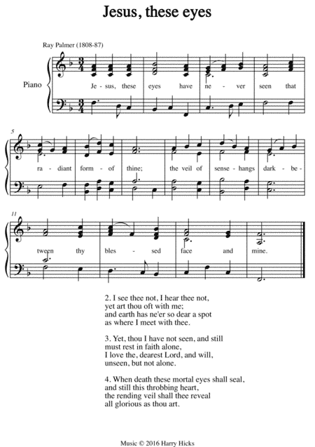 Jesus, these eyes. A new tune to a wonderful old hymn.