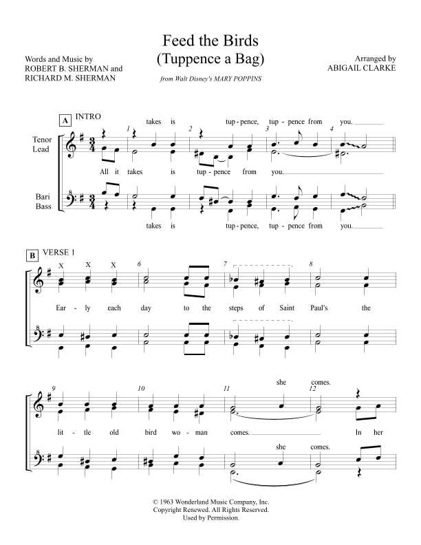 Feed The Birds (tuppence A Bag) (arr. Abigail Clarke)