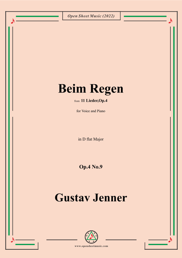 Jenner-Beim Regen,in D flat Major,Op.4 No.9 (arr. OSM Press)
