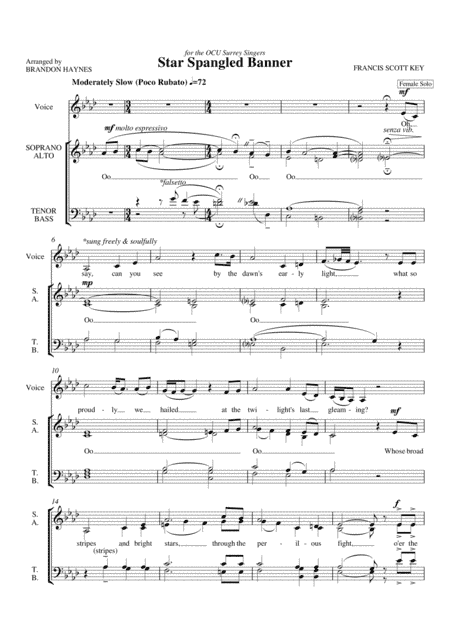 The Star Spangled Banner (arr. Brandon Haynes)
