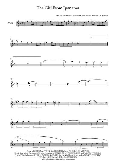 The Girl From Ipanema (garôta De Ipanema) (arr. Karen Gueiros)