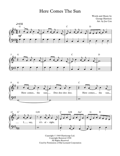 Here Comes The Sun (arr. Joe Cox)