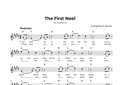 The First Noel (Key of E Major) (arr. R. Salvario)