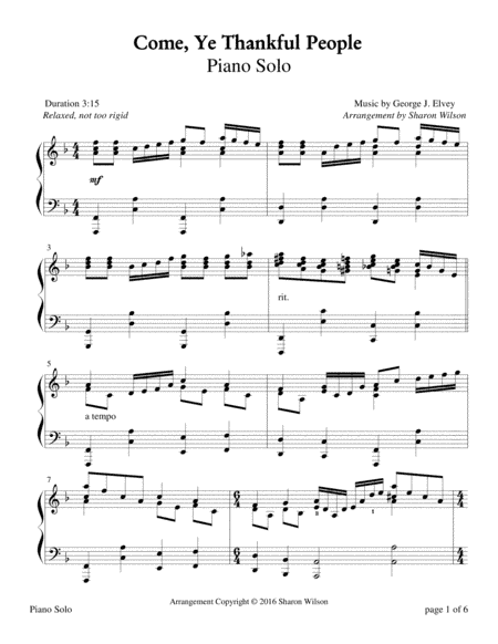 Come, Ye Thankful People (arr. Sharon Wilson)