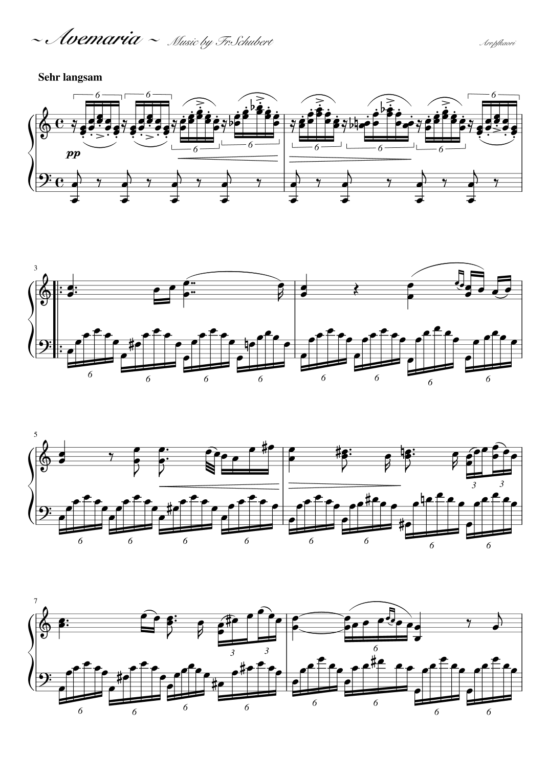 "Ave Maria"  (Cdur) (arr. pfkaori)