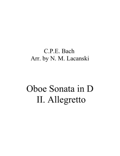 Sonata in D for Oboe and String Quartet II. Allegretto (arr. Nick Lacanski)