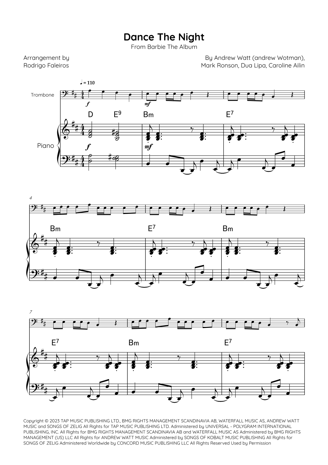 Dance The Night (arr. Rodrigo Faleiros)