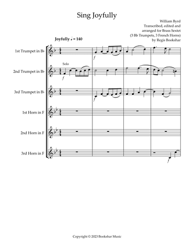 Sing Joyfully (Eb) (Brass Sextet) (3 Trp, 3 Hrn) (arr. Regis Bookshar)