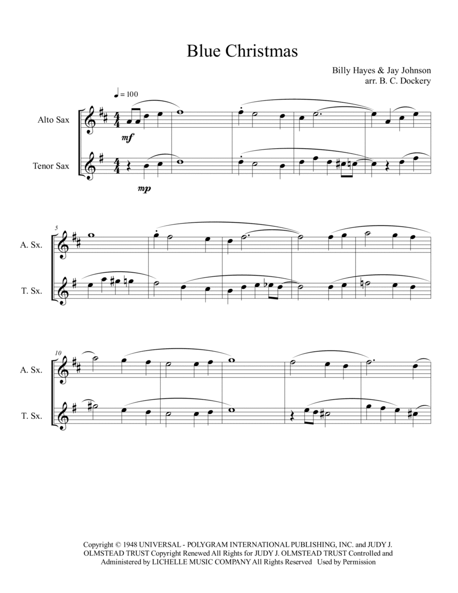 Blue Christmas (arr. B. C. Dockery)