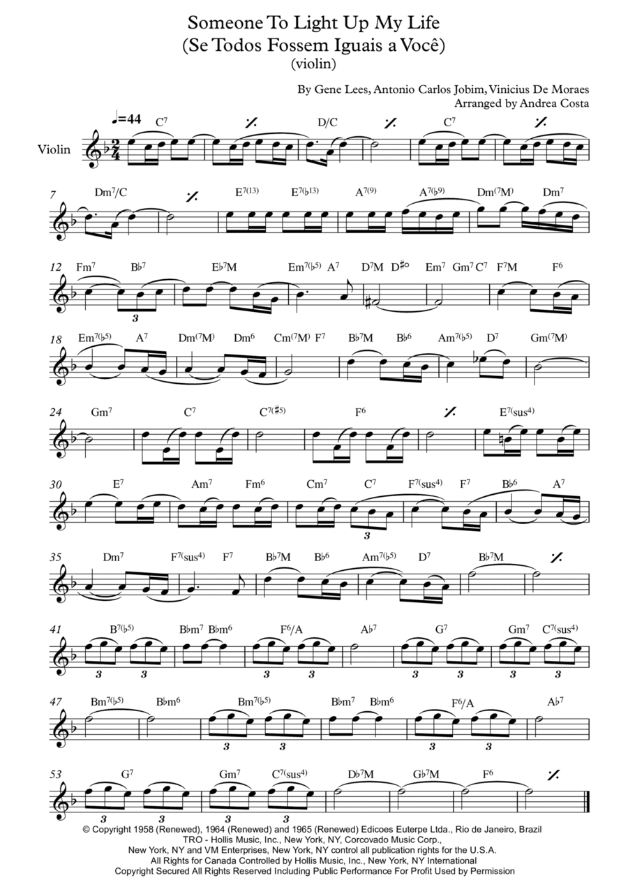 Someone To Light Up My Life (se Todos Fossem Iguais A Voce) (arr. Andrea Costa)