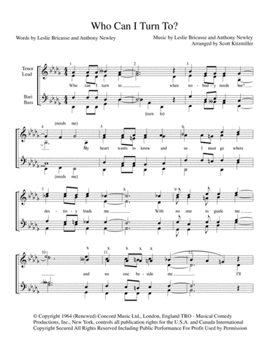 Who Can I Turn To (when Nobody Needs Me) (arr. Scott Kitzmiller)
