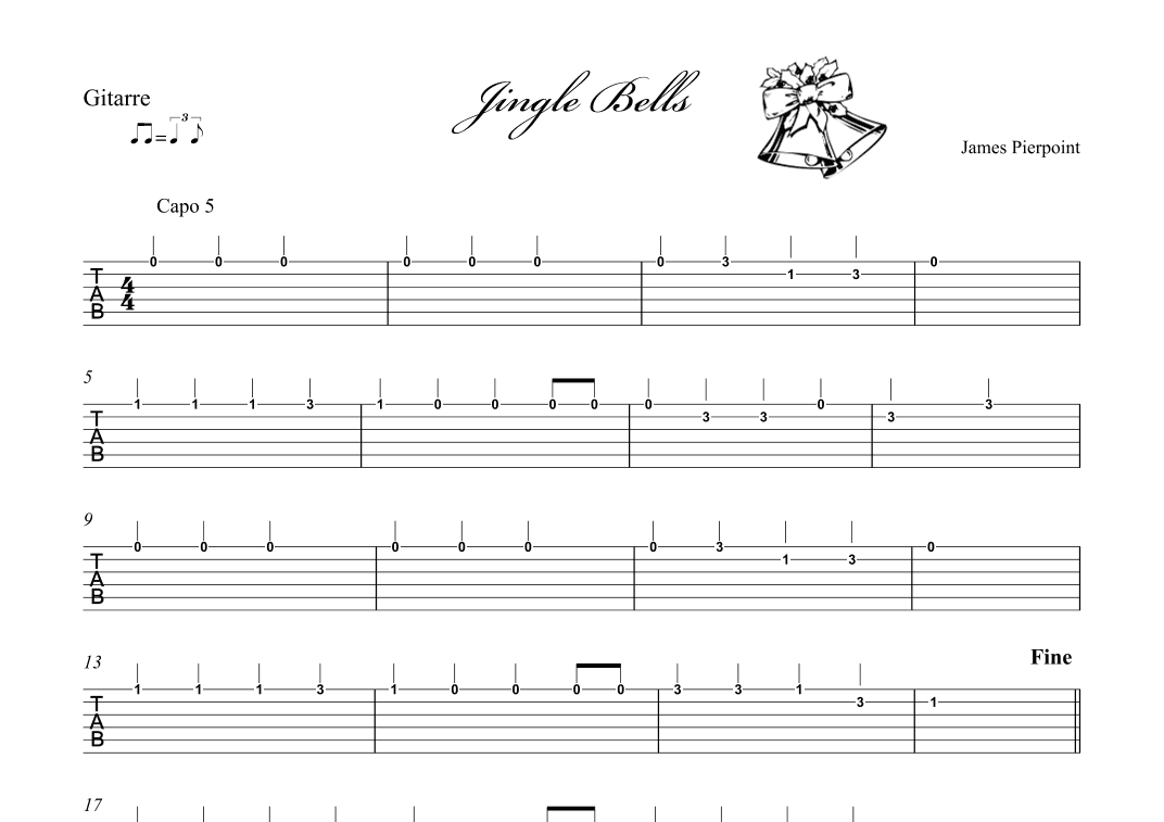 Jingle Bells - TAB guitar (arr. Albrecht Kuch-Weidenbrück)
