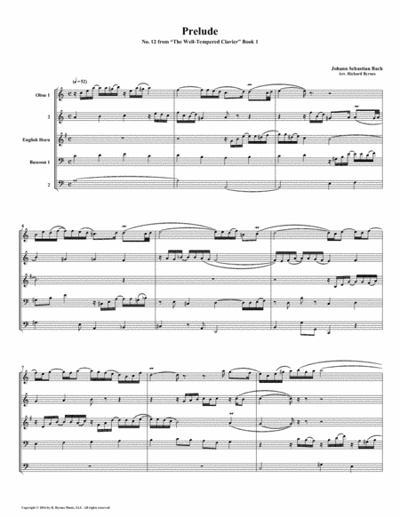 Prelude 12 from  Well-Tempered Clavier, Book 1 (Double Reed Quintet) (arr. Richard Byrnes)