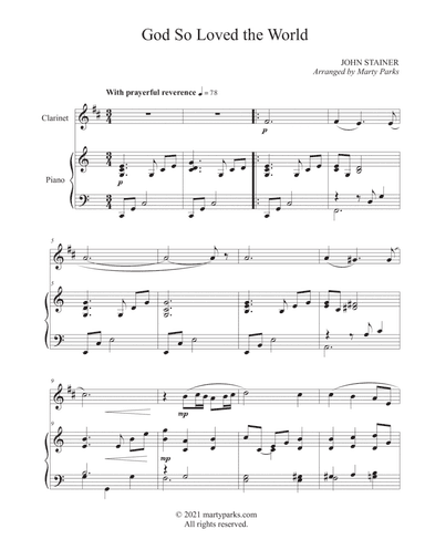 God So Loved the World (Clarinet-Piano) (arr. Marty Parks)